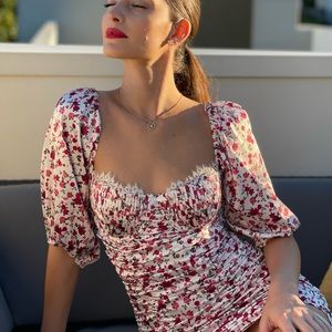 For love & lemons mini puff sleeve dress